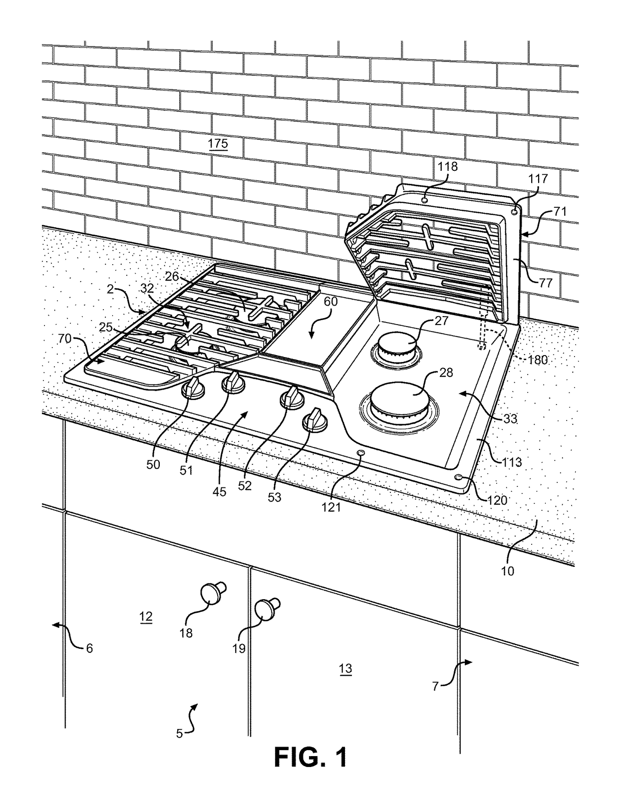 Hinged cooktop grate assembly