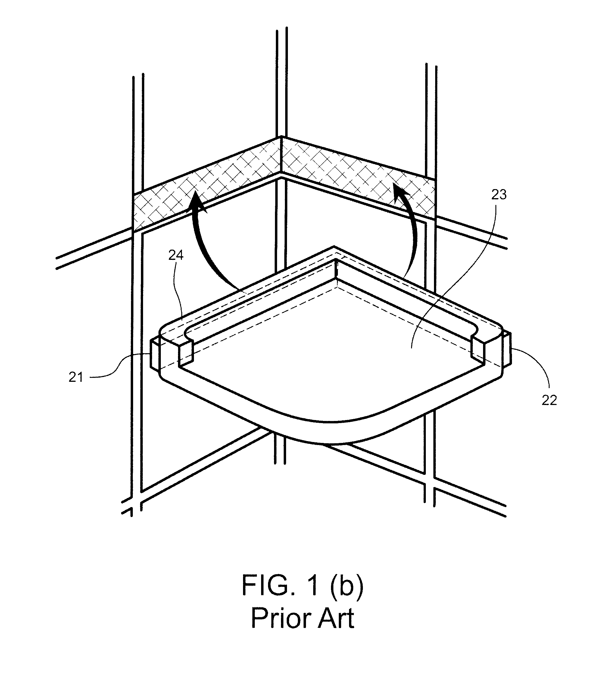 Retrofit shower corner shelf assembly