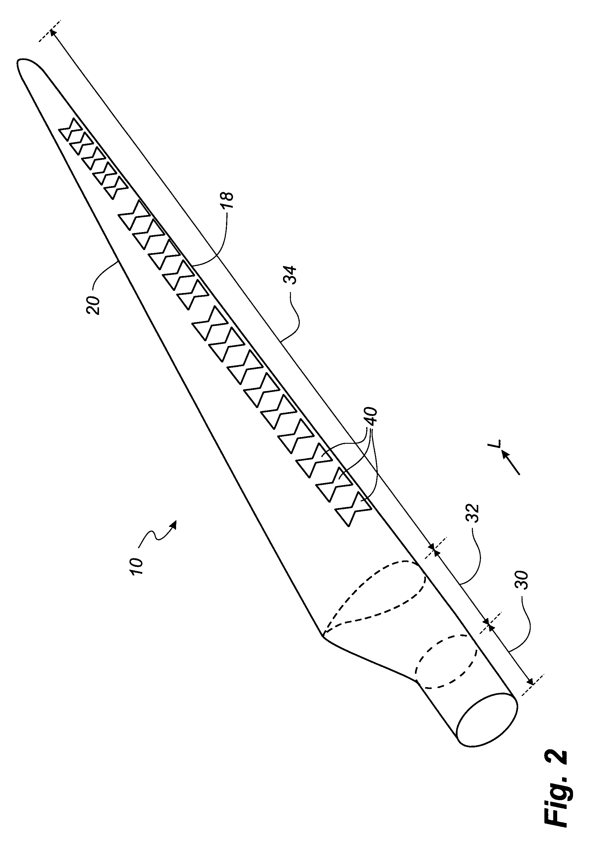 Wind turbine blade with submerged boundary layer control means