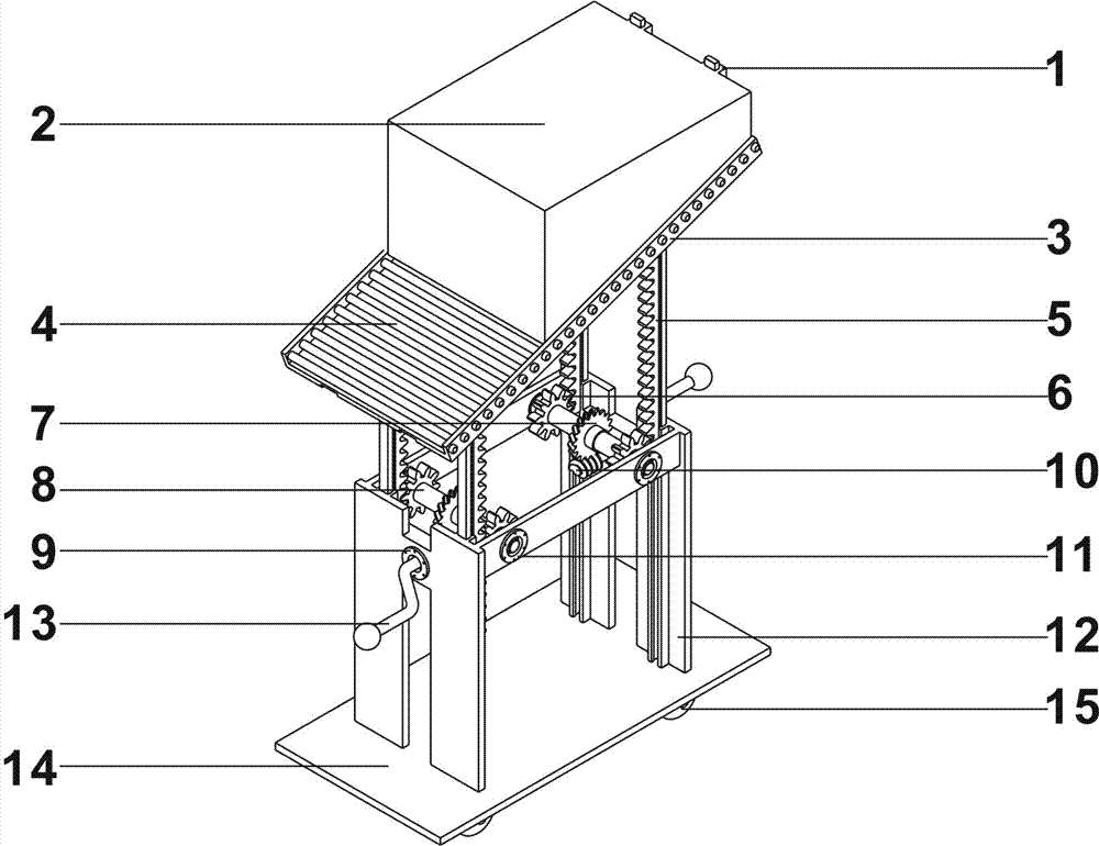 Manual rack type dead-weight loading device for landslide physical model test