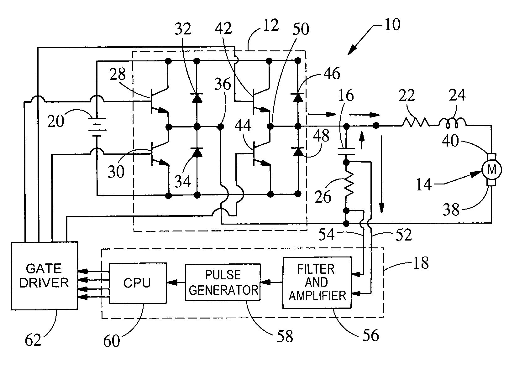 Apparatus for DC motor position detection with capacitive ripple current extraction