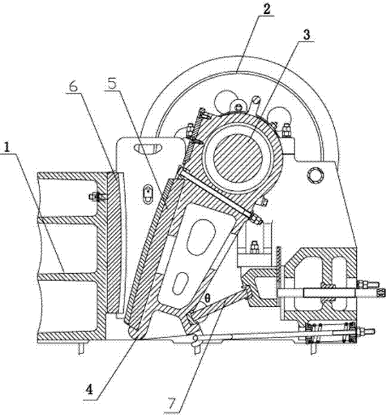 Jaw crusher with double shafts and double crank and rocker mechanisms