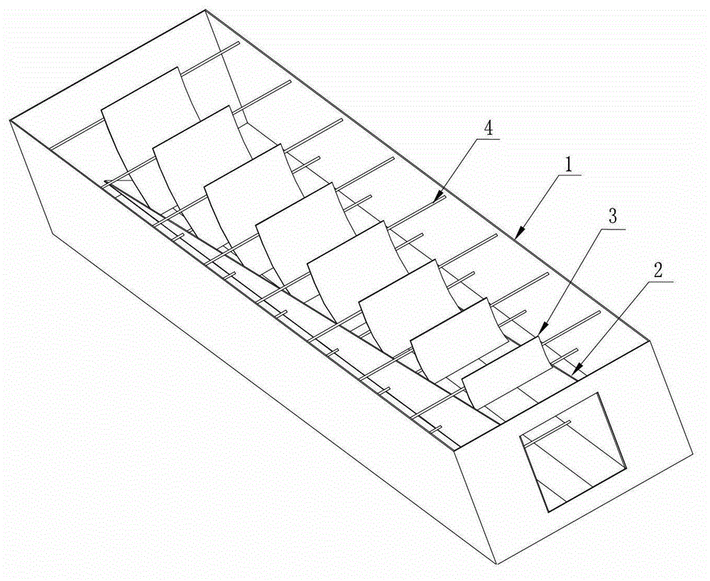 Boiler air bin air distributing device with built-in flow stabilization and flow shunting and guide functions