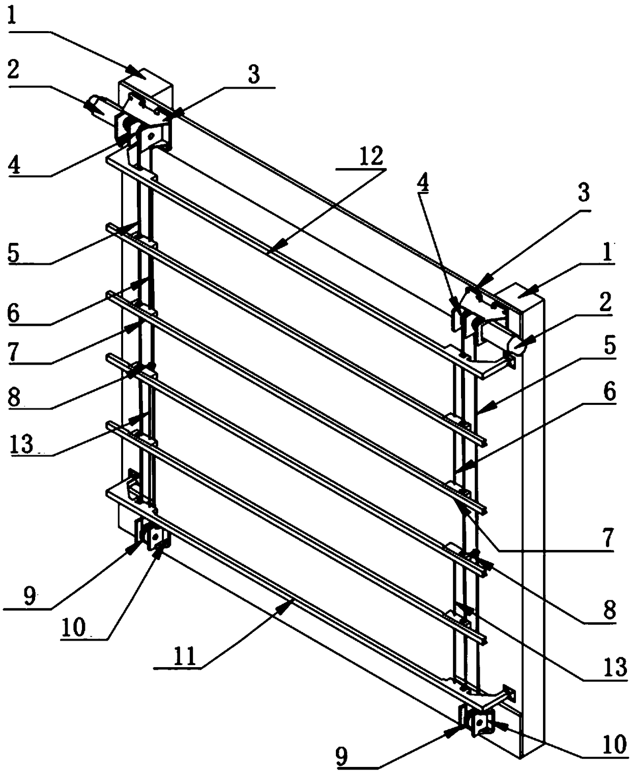 Unit-combined outdoor giant curtain wall system based on the upper and lower split structure