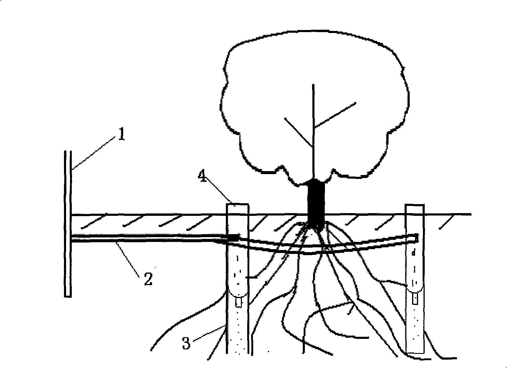 Root-irrigation method of underground artesian spring suitable for trees