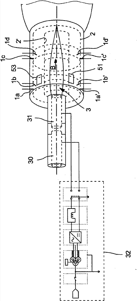 Device for injecting a liquid load to be mixed/converted inside a plasma needle or a gaseous flow