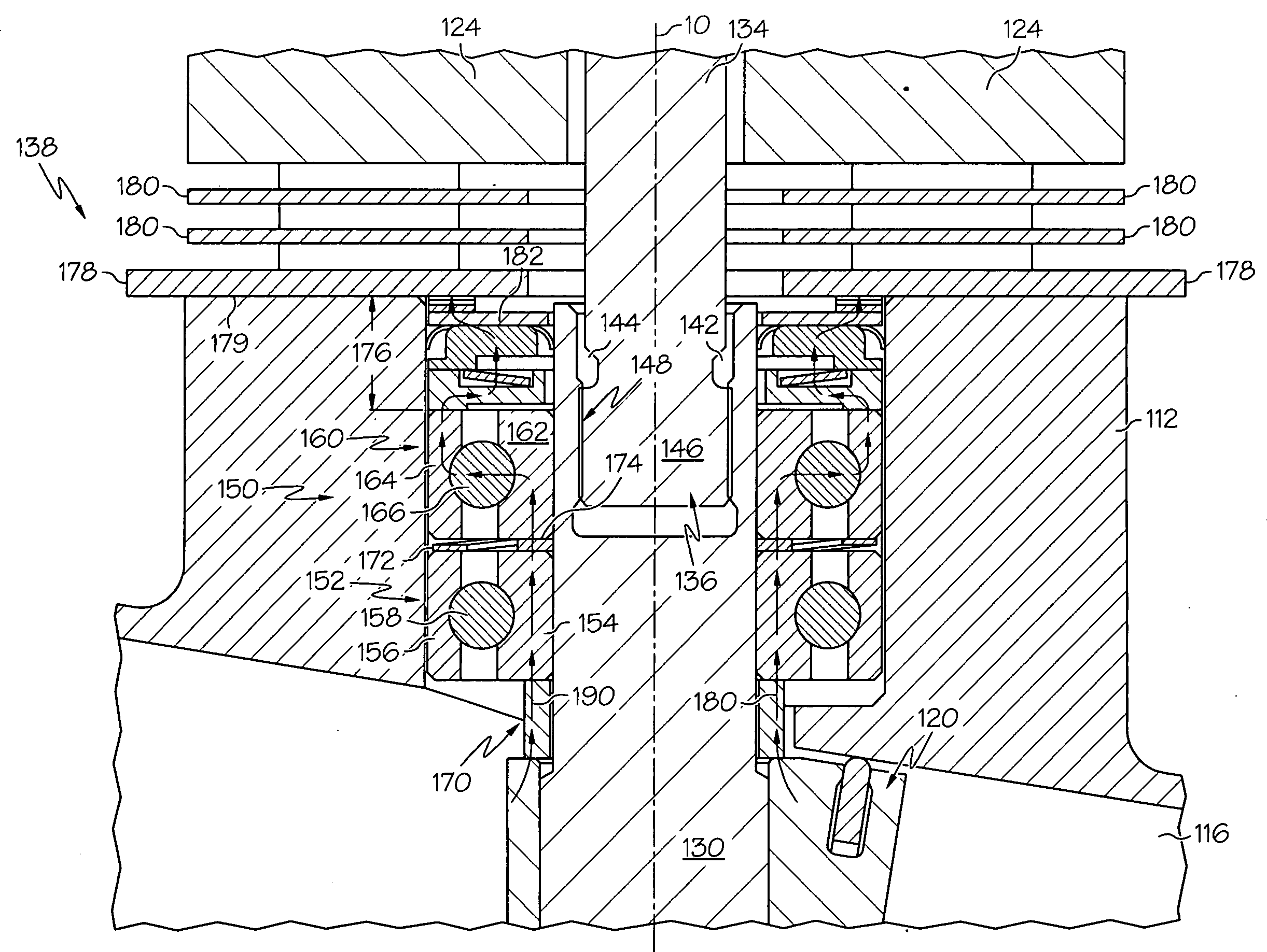 Butterfly valve assembly including a bearing assembly for serrated spline constraint