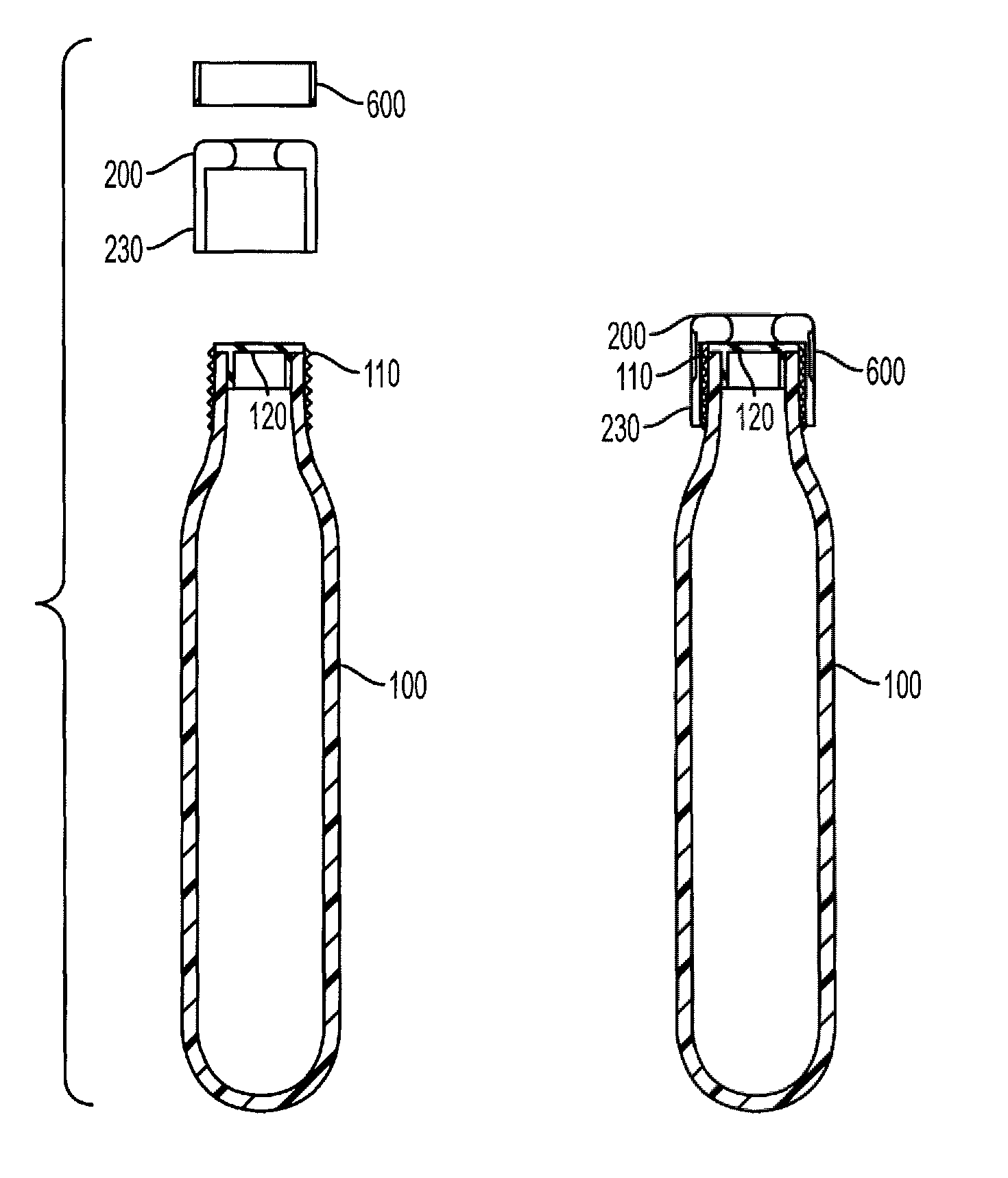 Method and apparatus for gas cylinder sealing