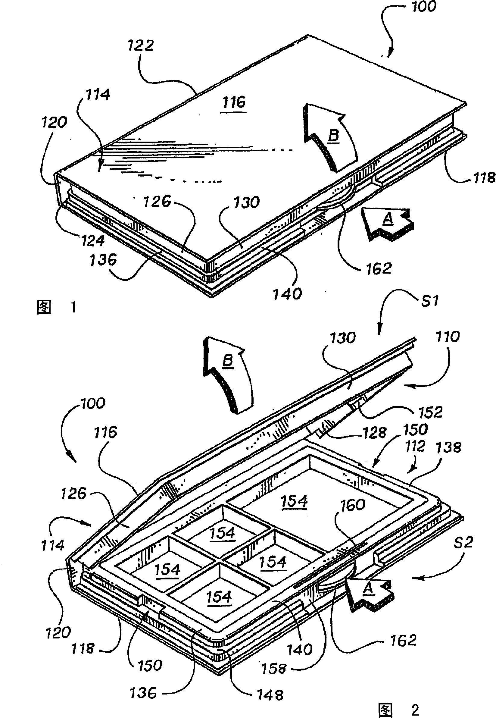 Container with lock and release mechanism