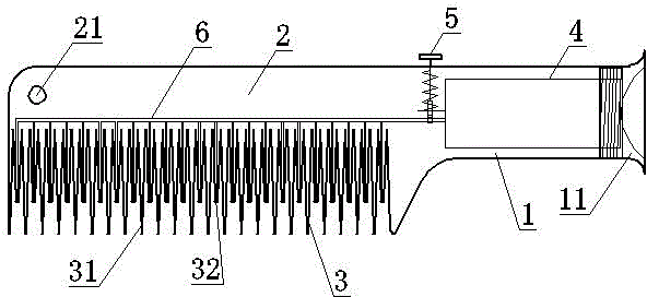 Comb provided with teeth with holes