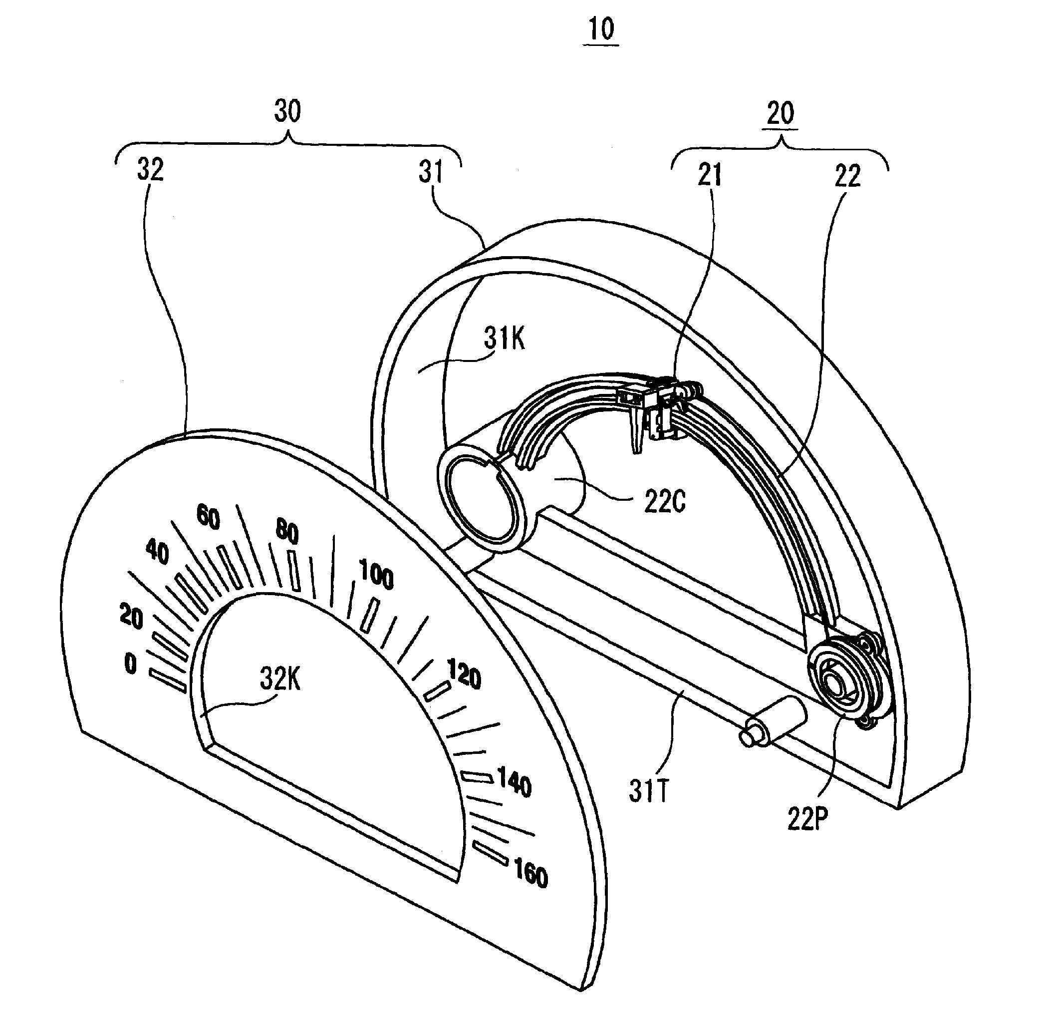 Center-less pointer type display apparatus