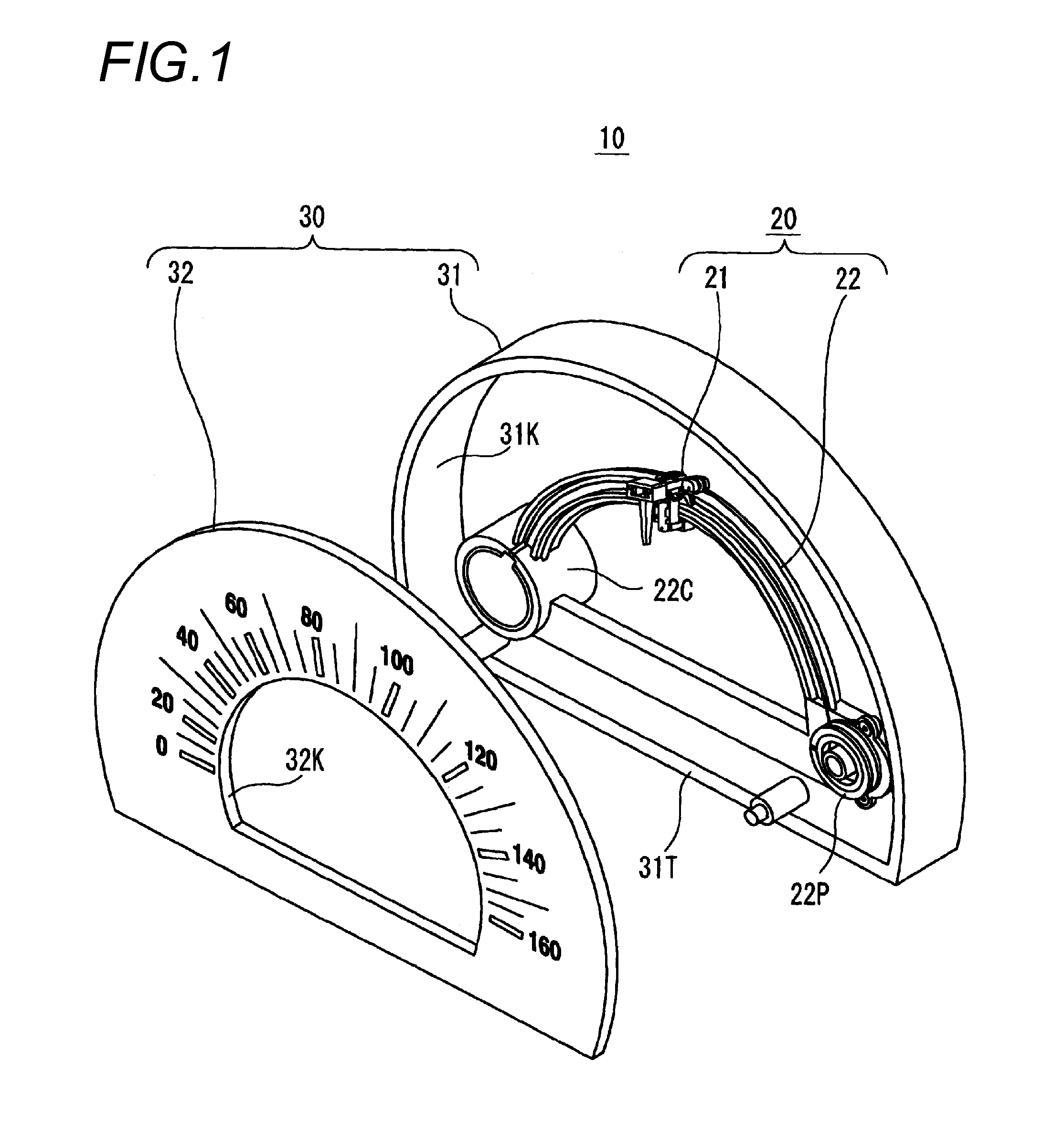 Center-less pointer type display apparatus