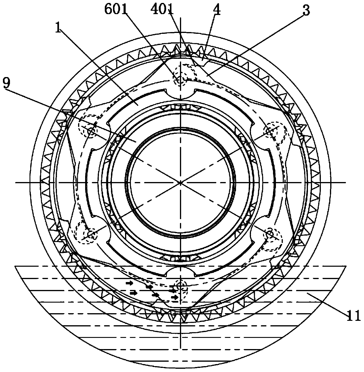 Planetary gear train bearing lubricating structure