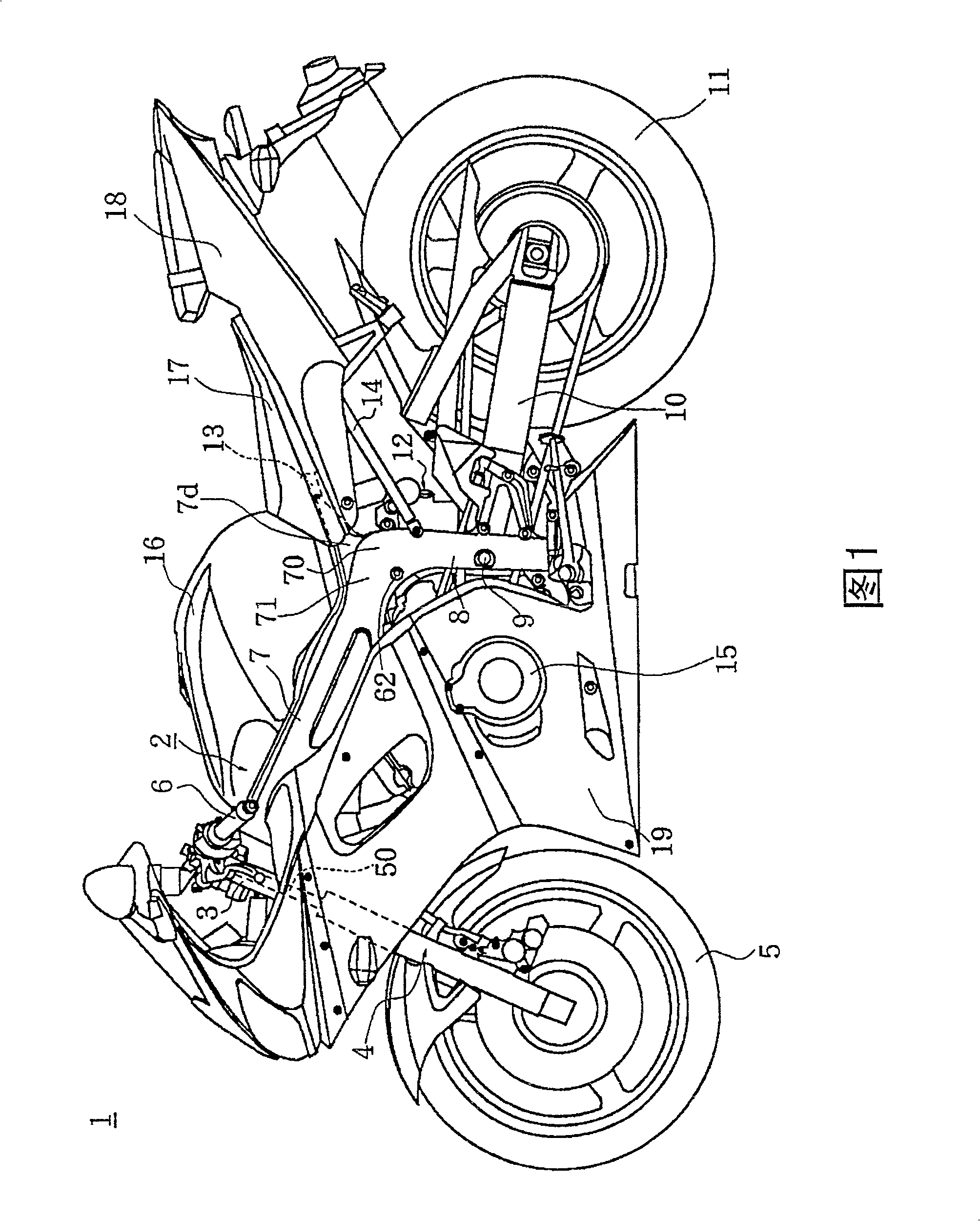 Vehicle body frame of motorcycle