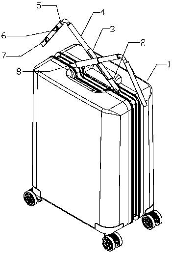 Suitcase with rotatable retractable draw bar