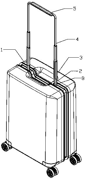 Suitcase with rotatable retractable draw bar