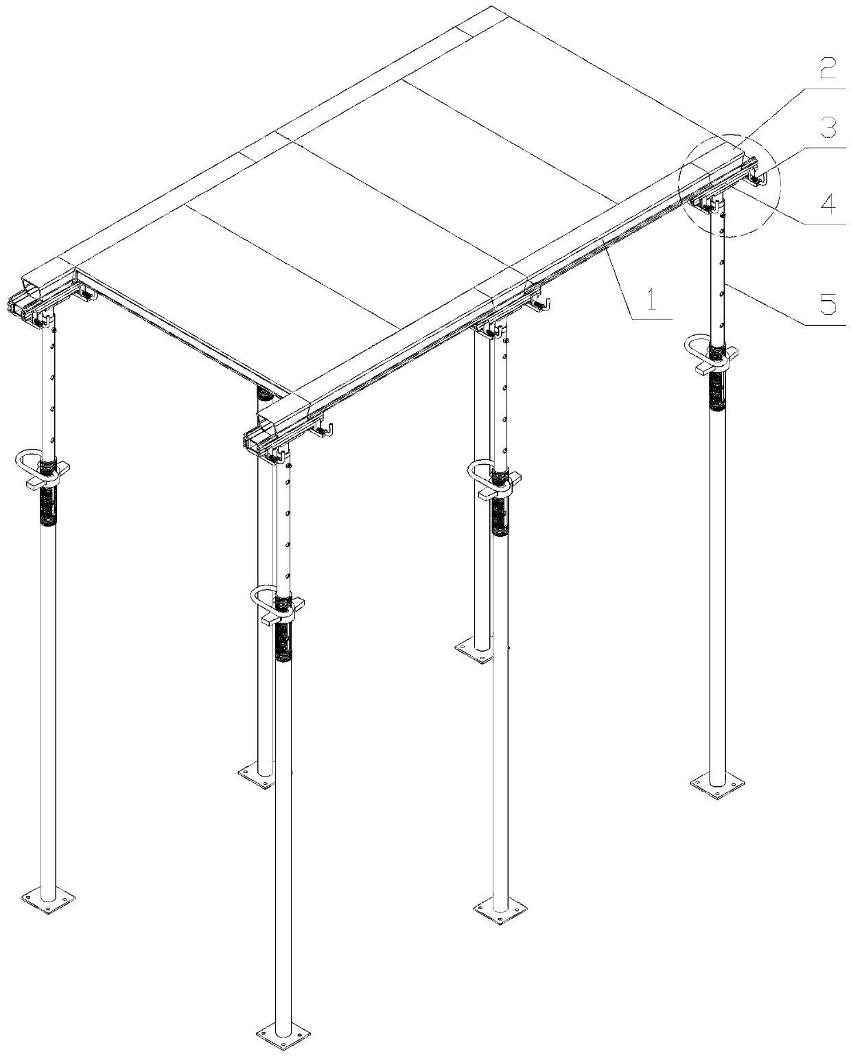 Aluminum formwork early demolition beam connection device