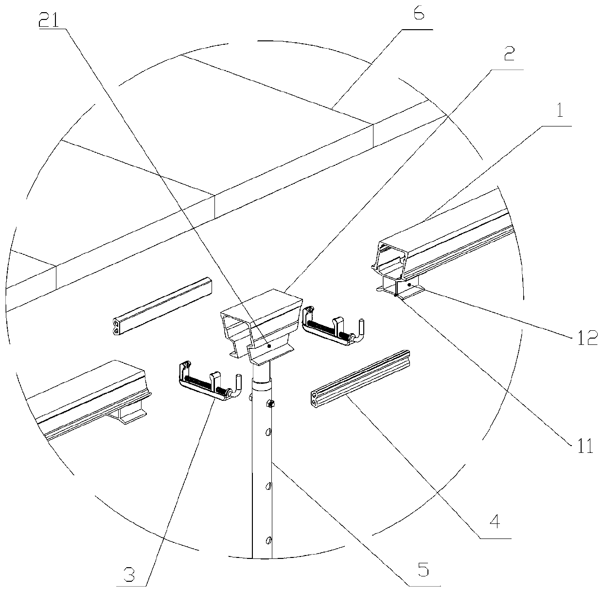 Aluminum formwork early demolition beam connection device