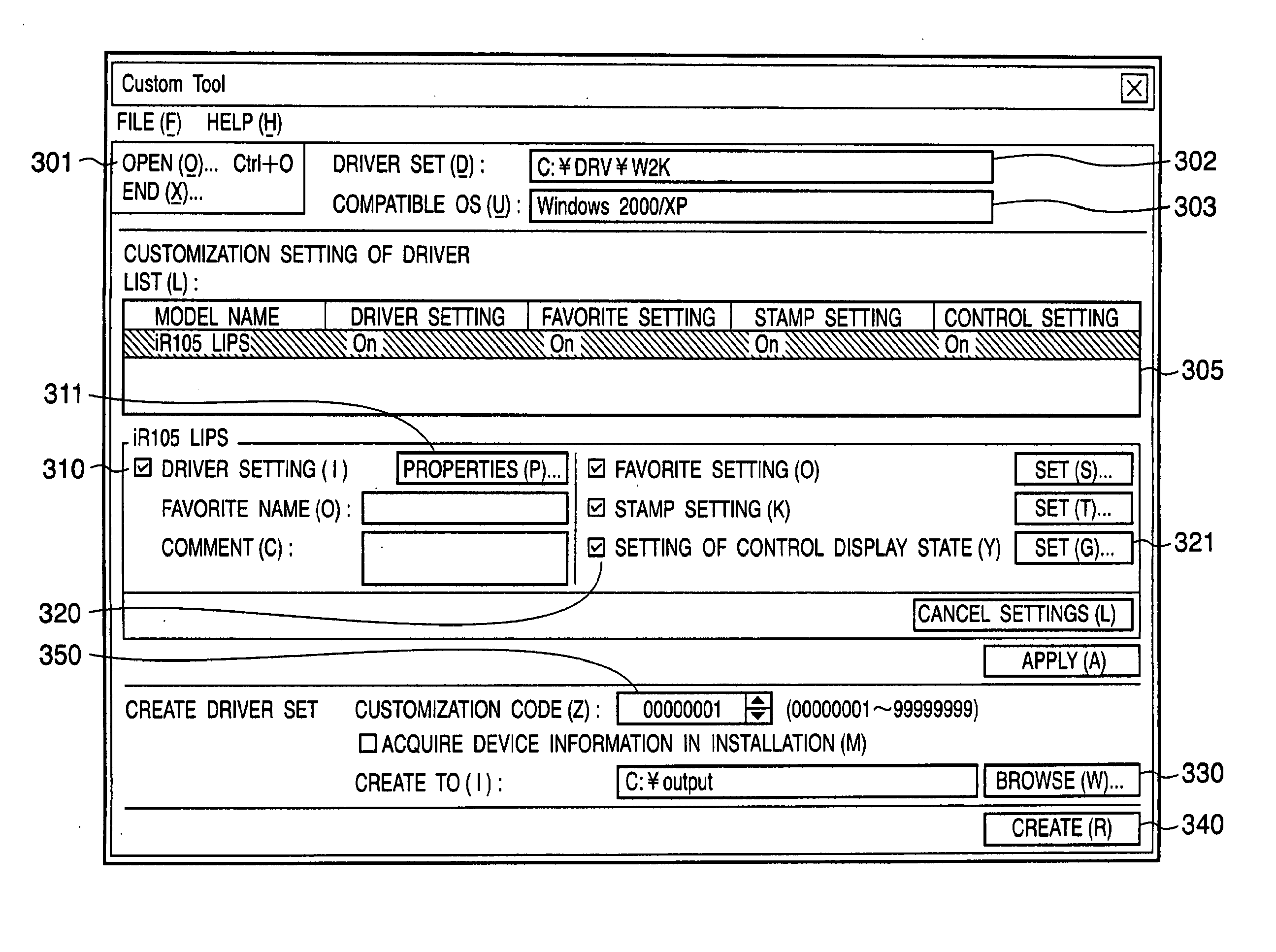 Information processing apparatus for customizing printer driver program, and method of customizing printer driver program