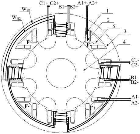 Double armature winding double salient pole motor power generation system