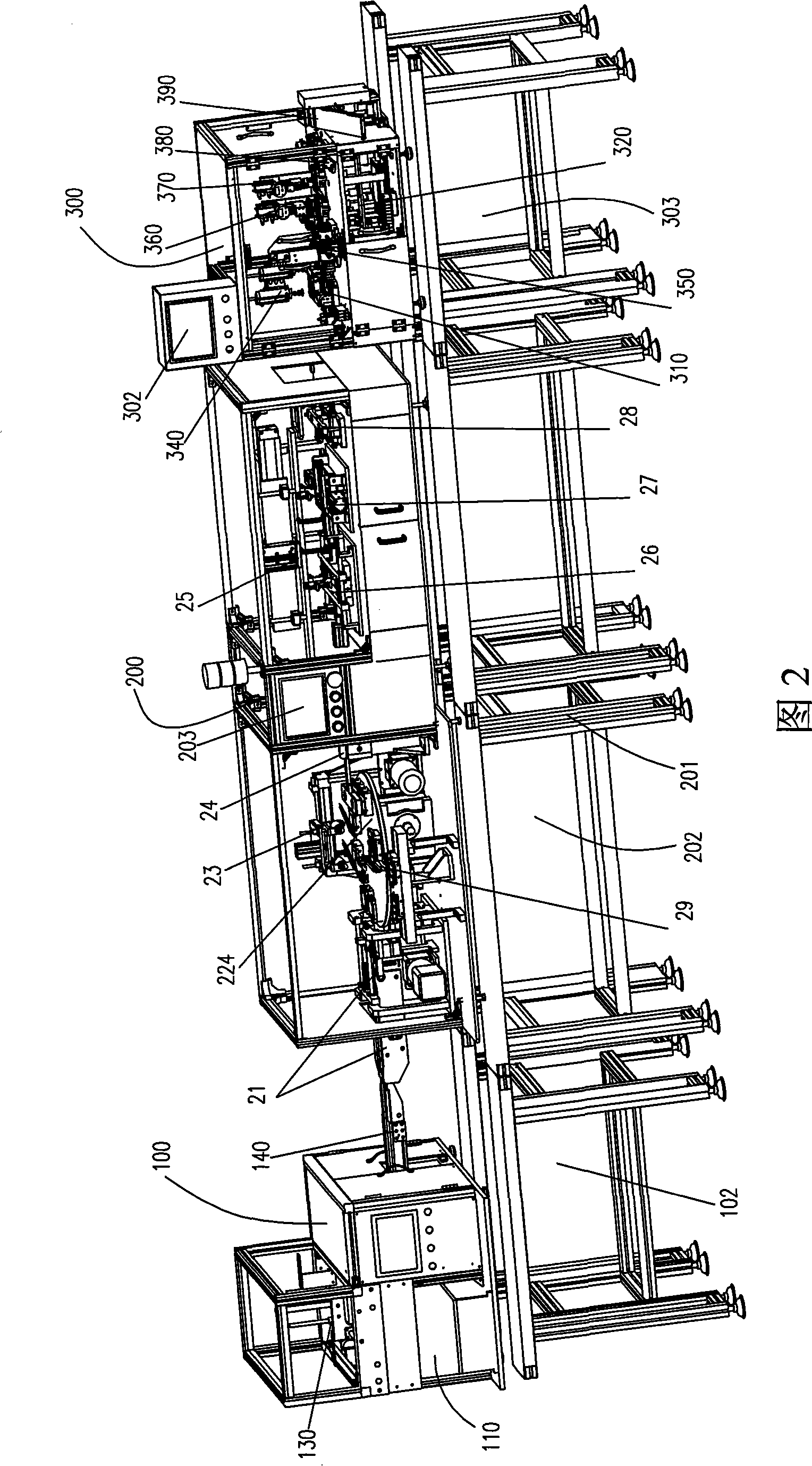 Detection, mark-wrapping, measurement automatic production line and process flow of mobile phone cell