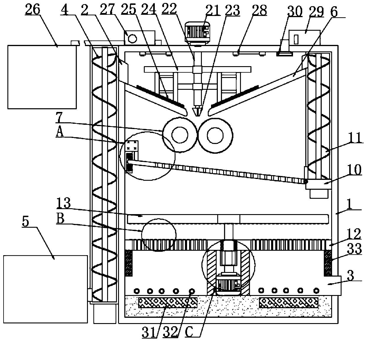 Efficient coal processing pulverizing device