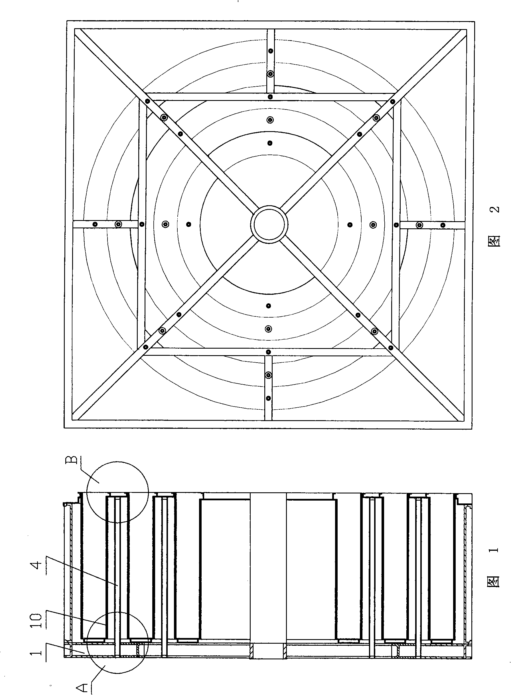 Device for installing and regulating filtering material