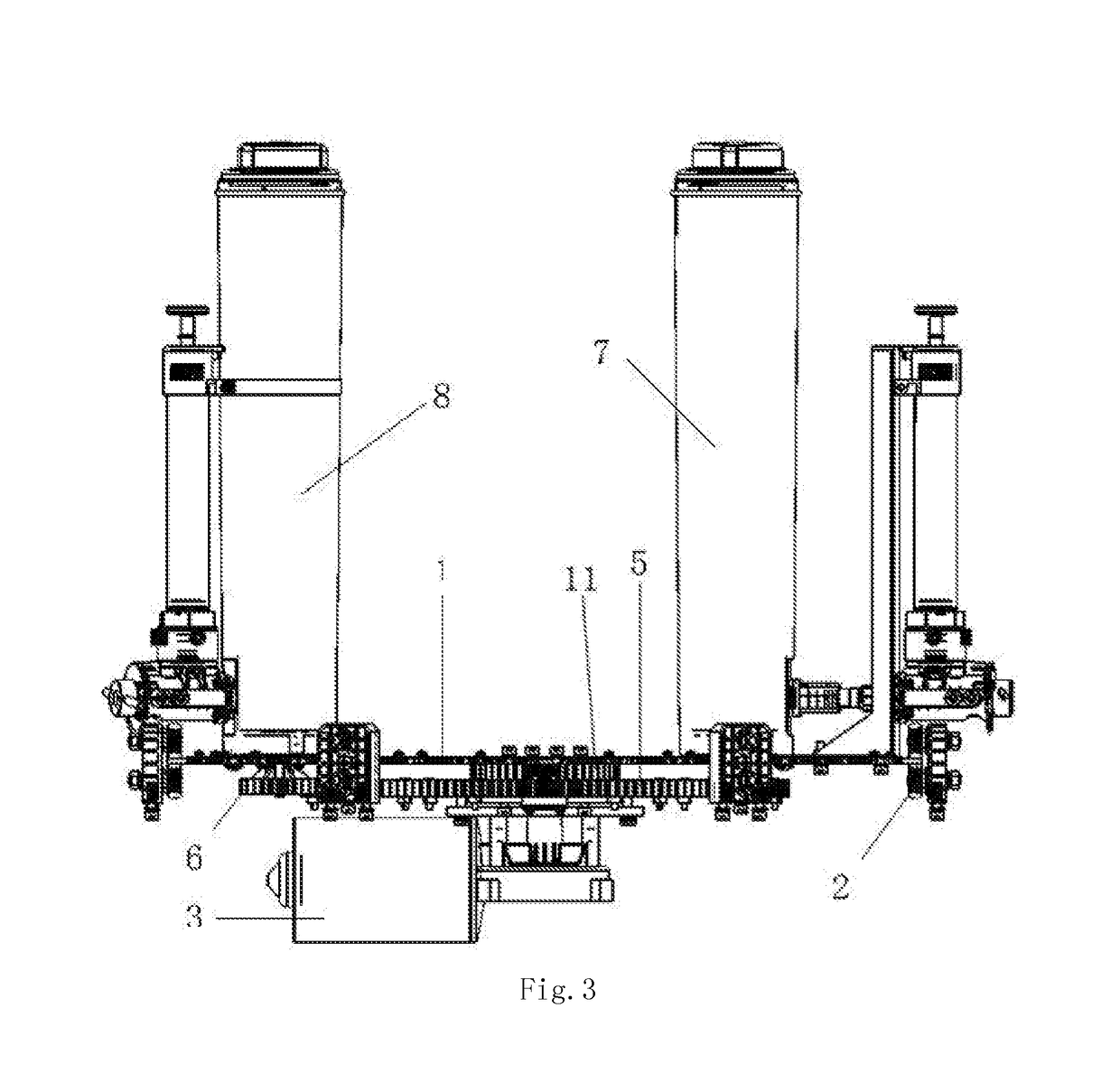 Drive mechanism for transposition and stirring by single disc single motor