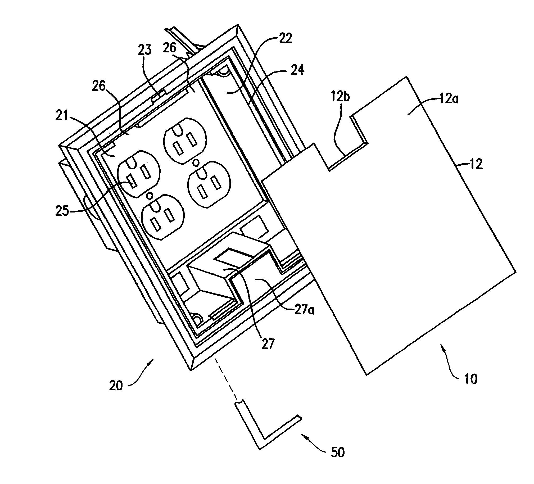 Recessed floor box cover assembly