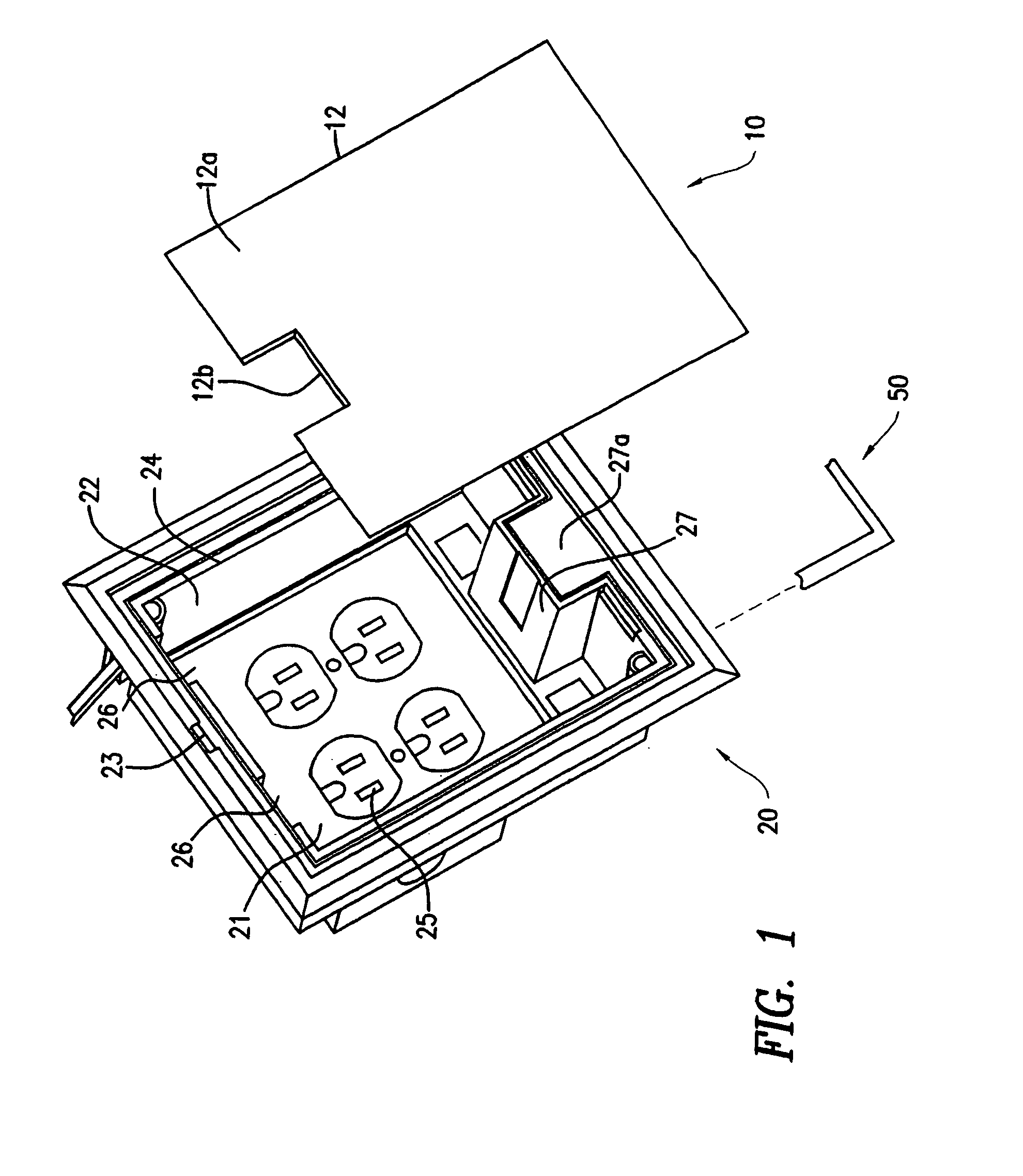 Recessed floor box cover assembly