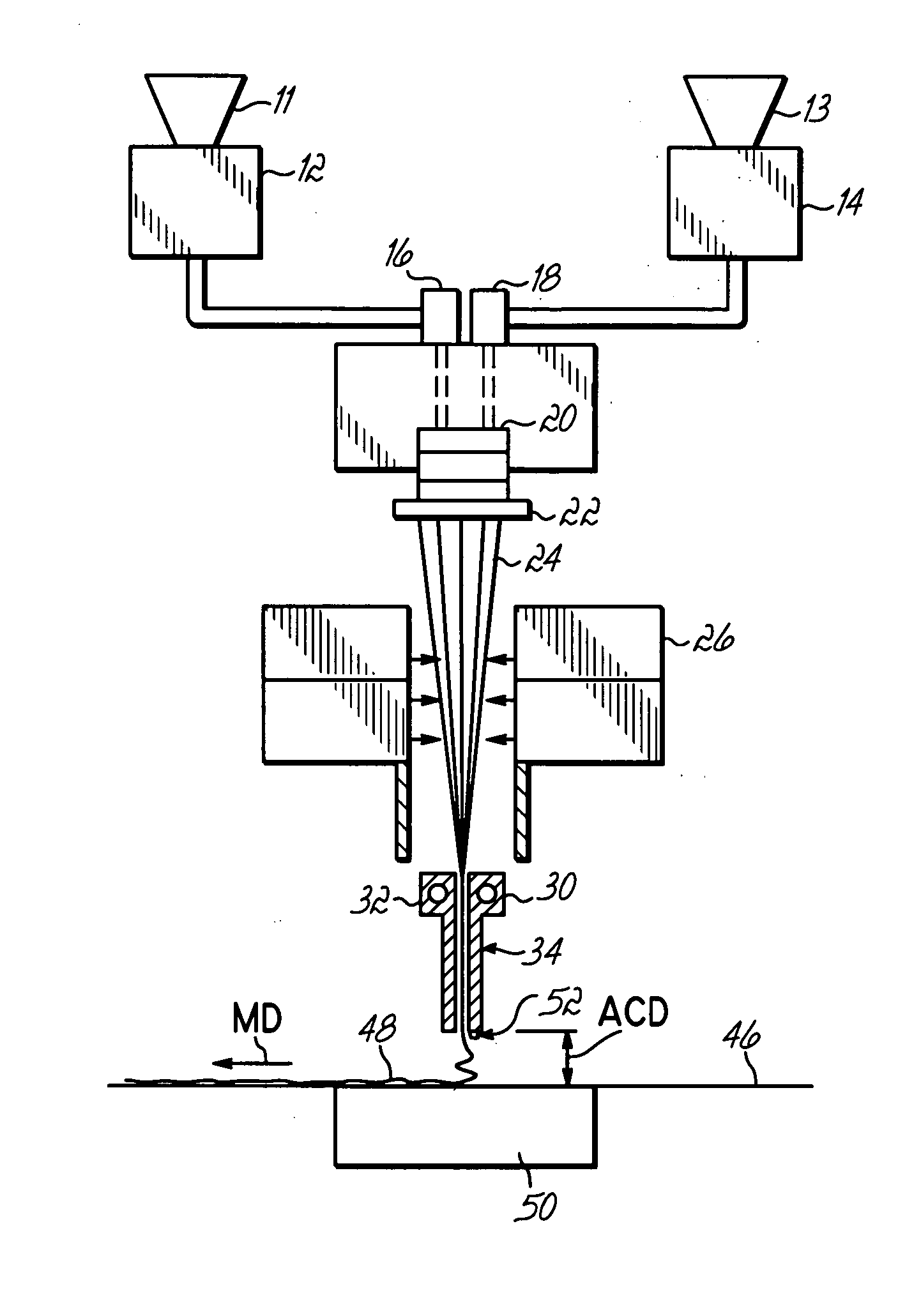 Stabilized filament drawing device for a meltspinning apparatus