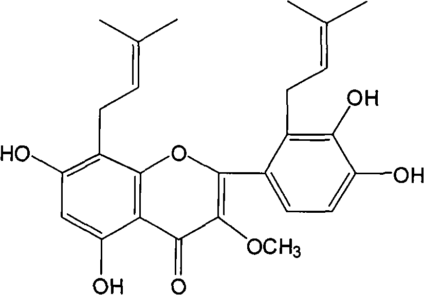 Isopentenyl flavone and application thereof