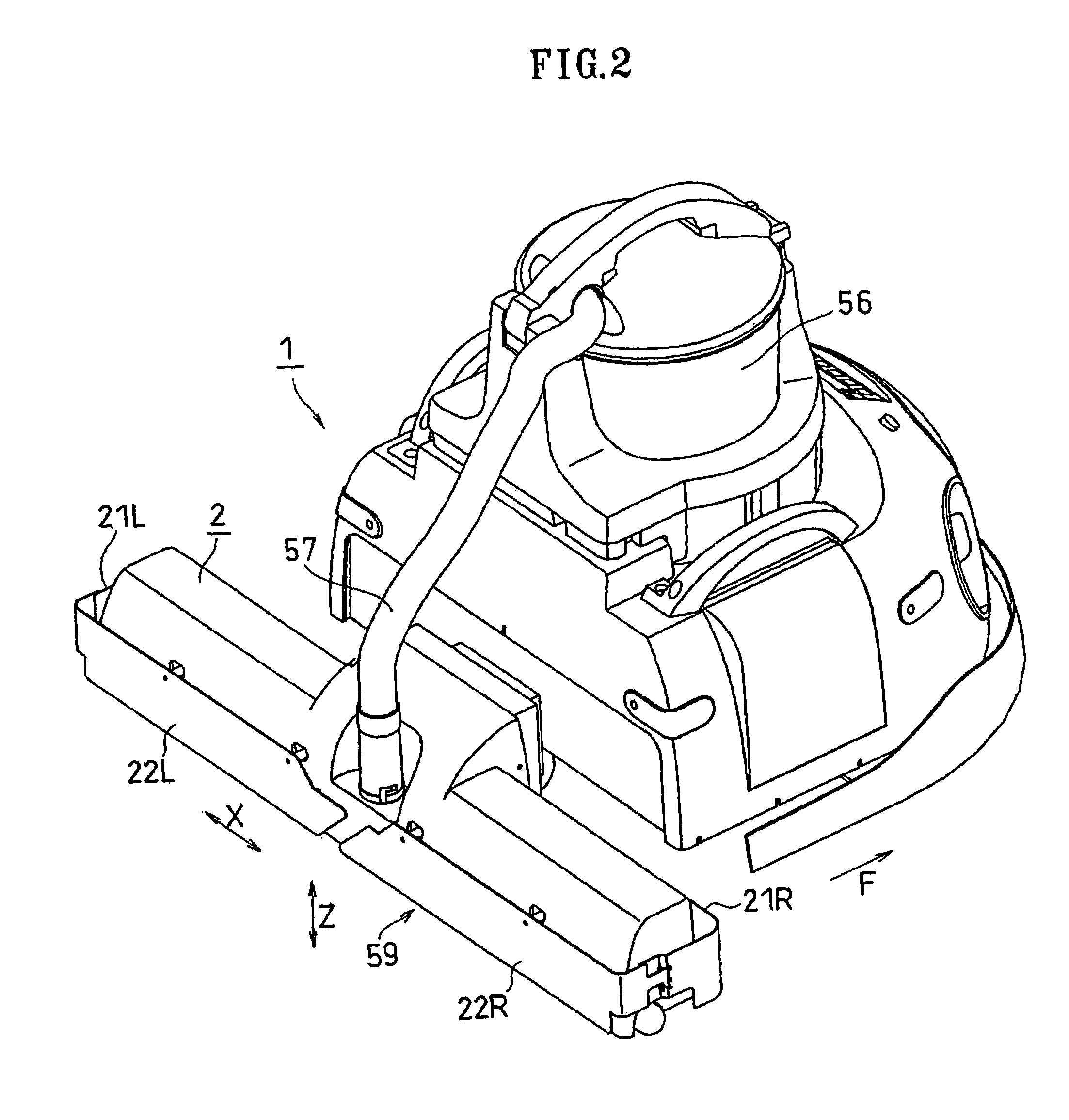 Self-propelled working robot having horizontally movable work assembly retracting in different speed based on contact sensor input on the assembly