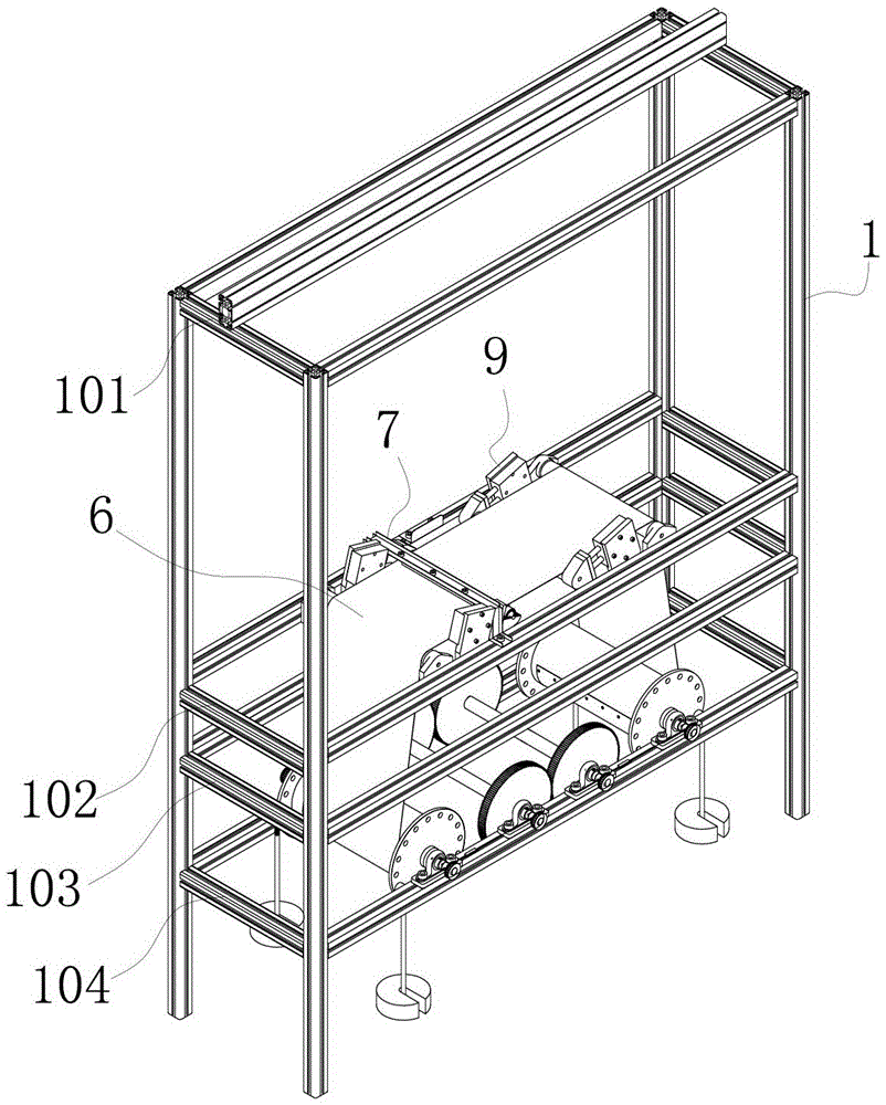 Crack-stopper layer material slice positioning press-bonding and wrapping belt take-up and pay-off device of sheathing machine