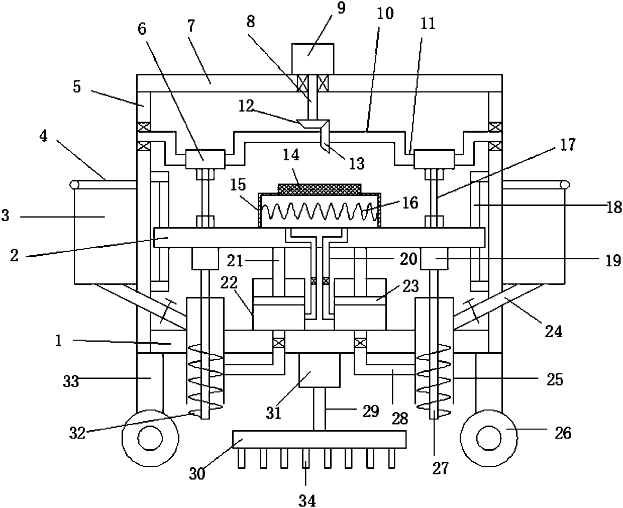 Efficient snow melting and removing device for municipal engineering road