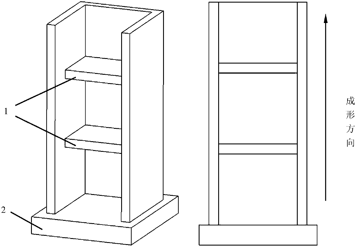 A high energy beam additive manufacturing method for a suspended structure of a metal part