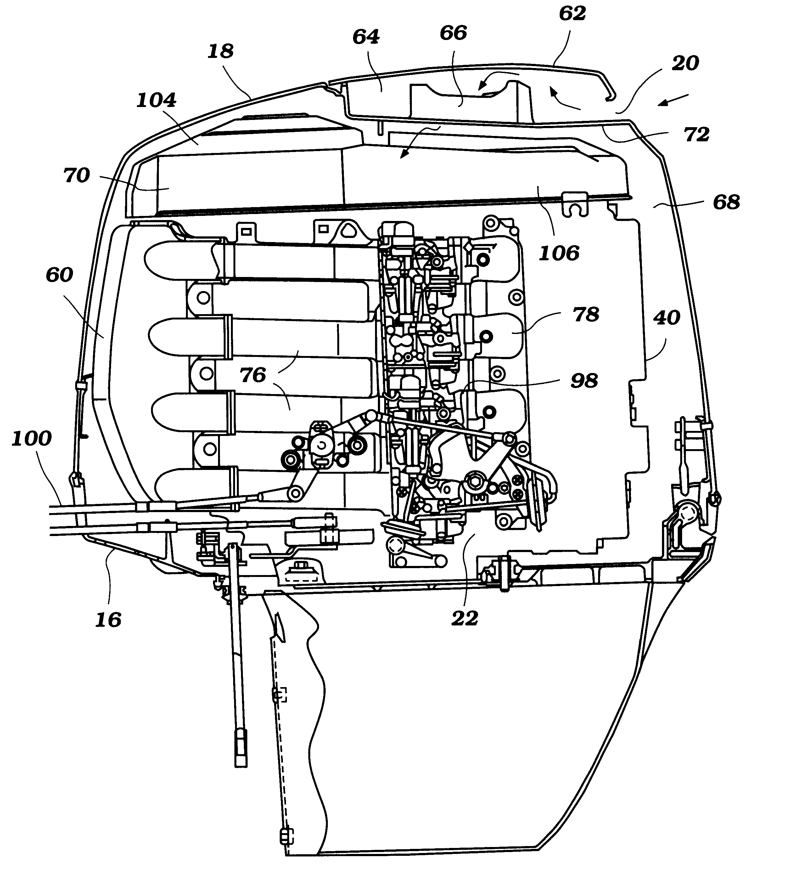 Cowling arrangement for outboard motor