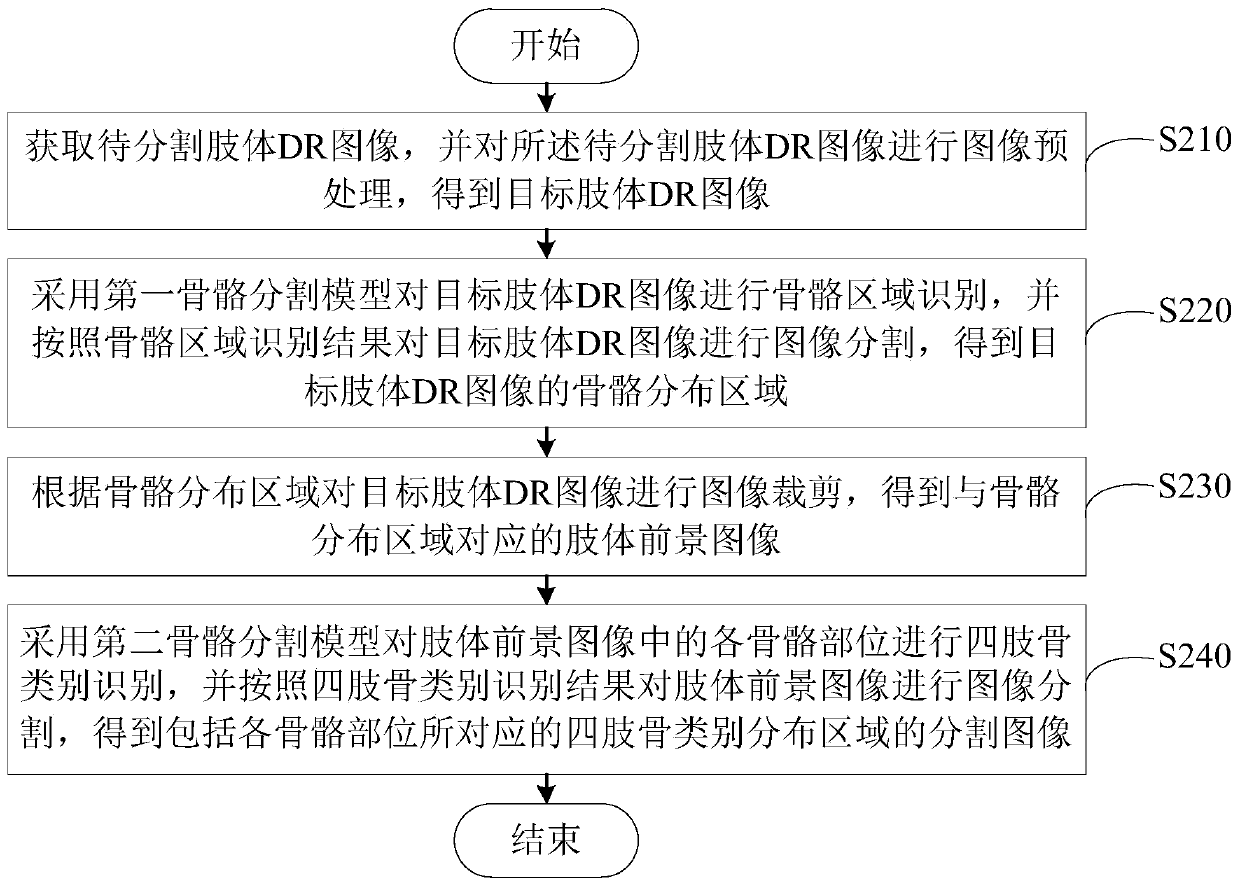 Four-limb bone segmentation method and device, electronic device and readable storage medium