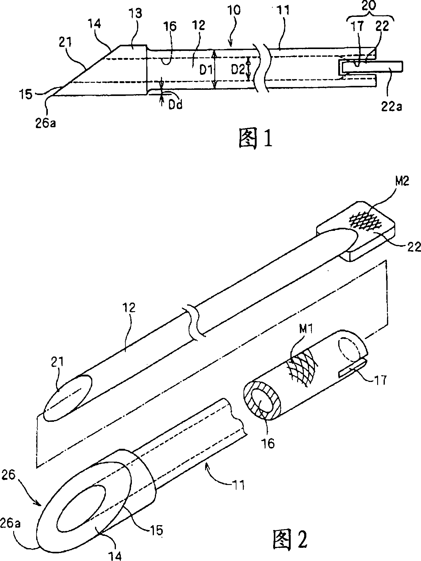 Medical double needle, bone puncturing needle and bone marrow collecting device