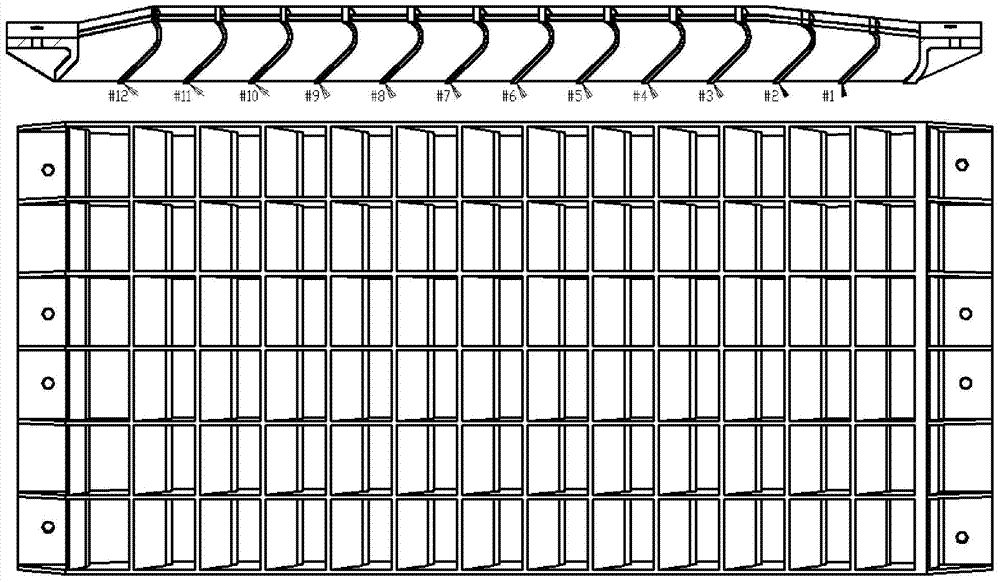 RTM (resin transfer molding) molding method for carbon-fibre composite complex grid structure