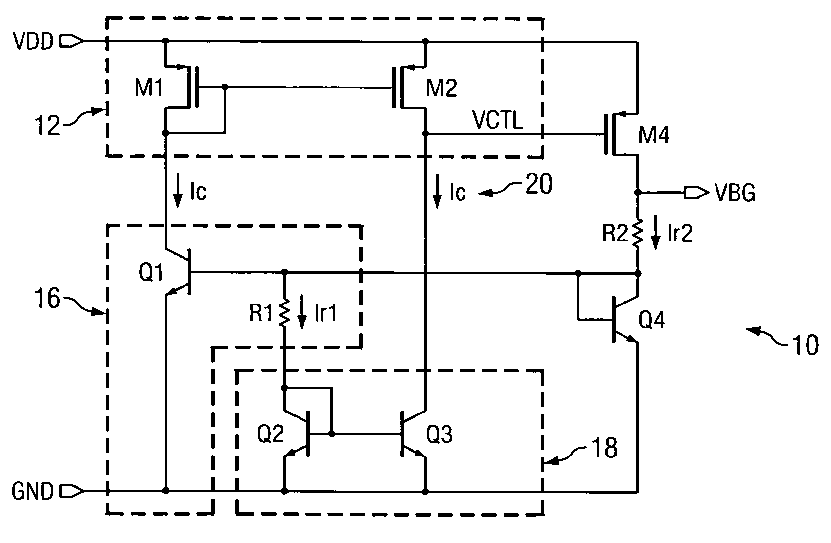 Low voltage low power bandgap circuit