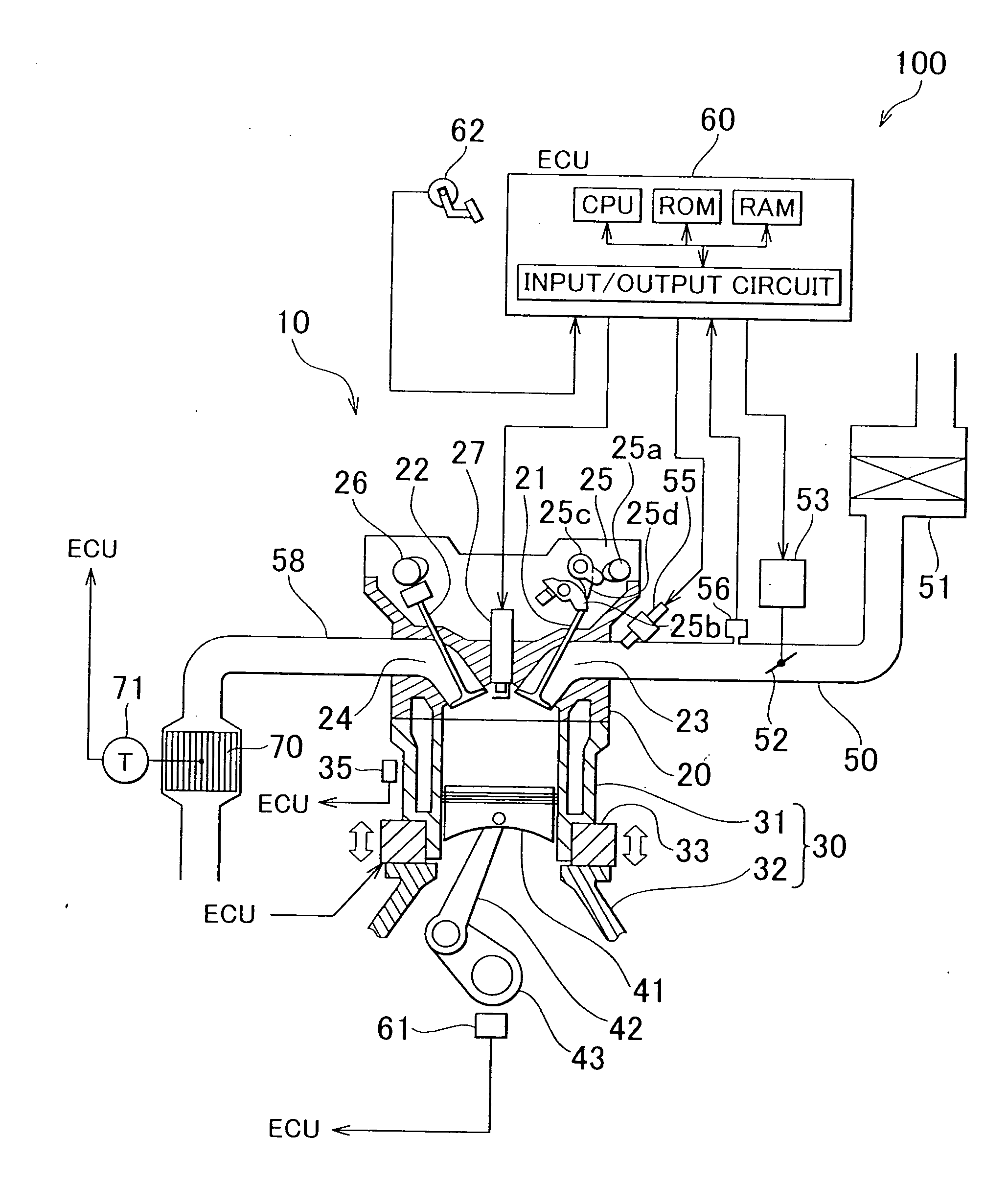 Internal combustion engine with variable compression ratio and valve characteristics