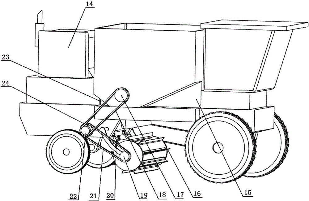 Self-propelled double-layer straw and surface soil mulching machine for orchard