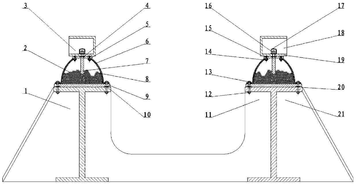 A vibration-damping base for a ship's main engine