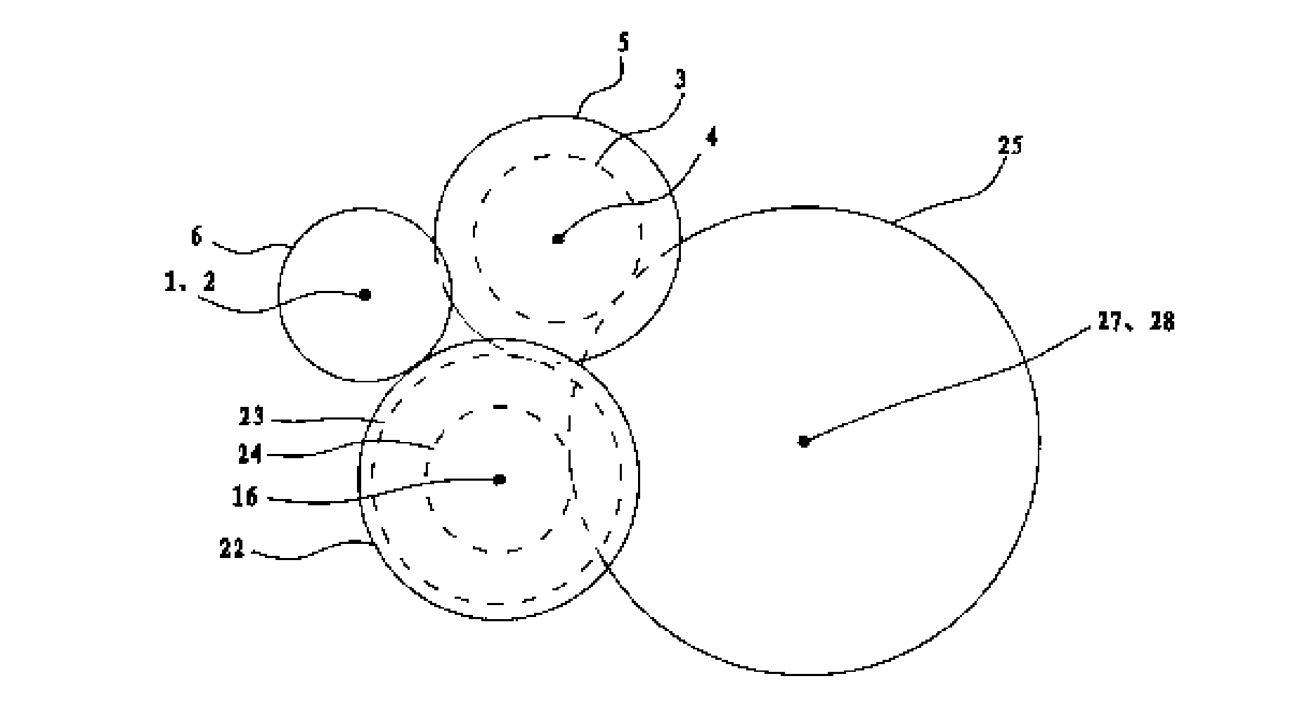 Double-clutch automatic transmission without reverse gear shaft