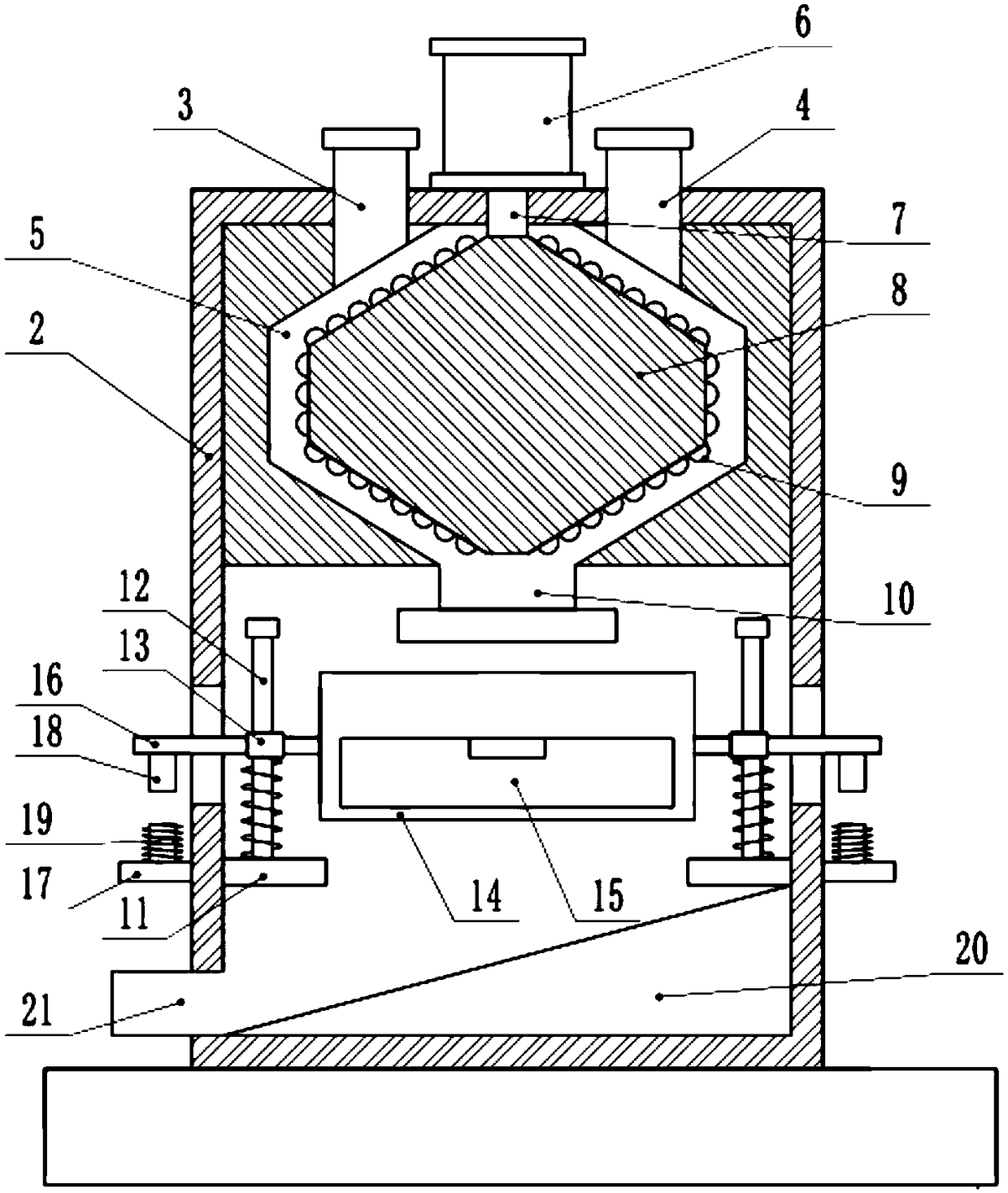 Vibration screening type sunflower seed threshing and screening device