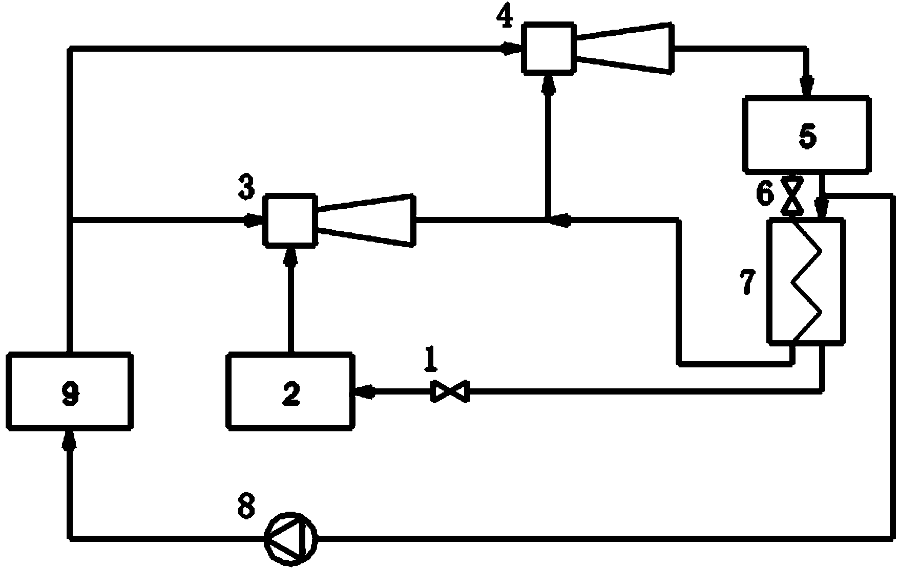 Injection type refrigerating machine with middle heat exchanging part