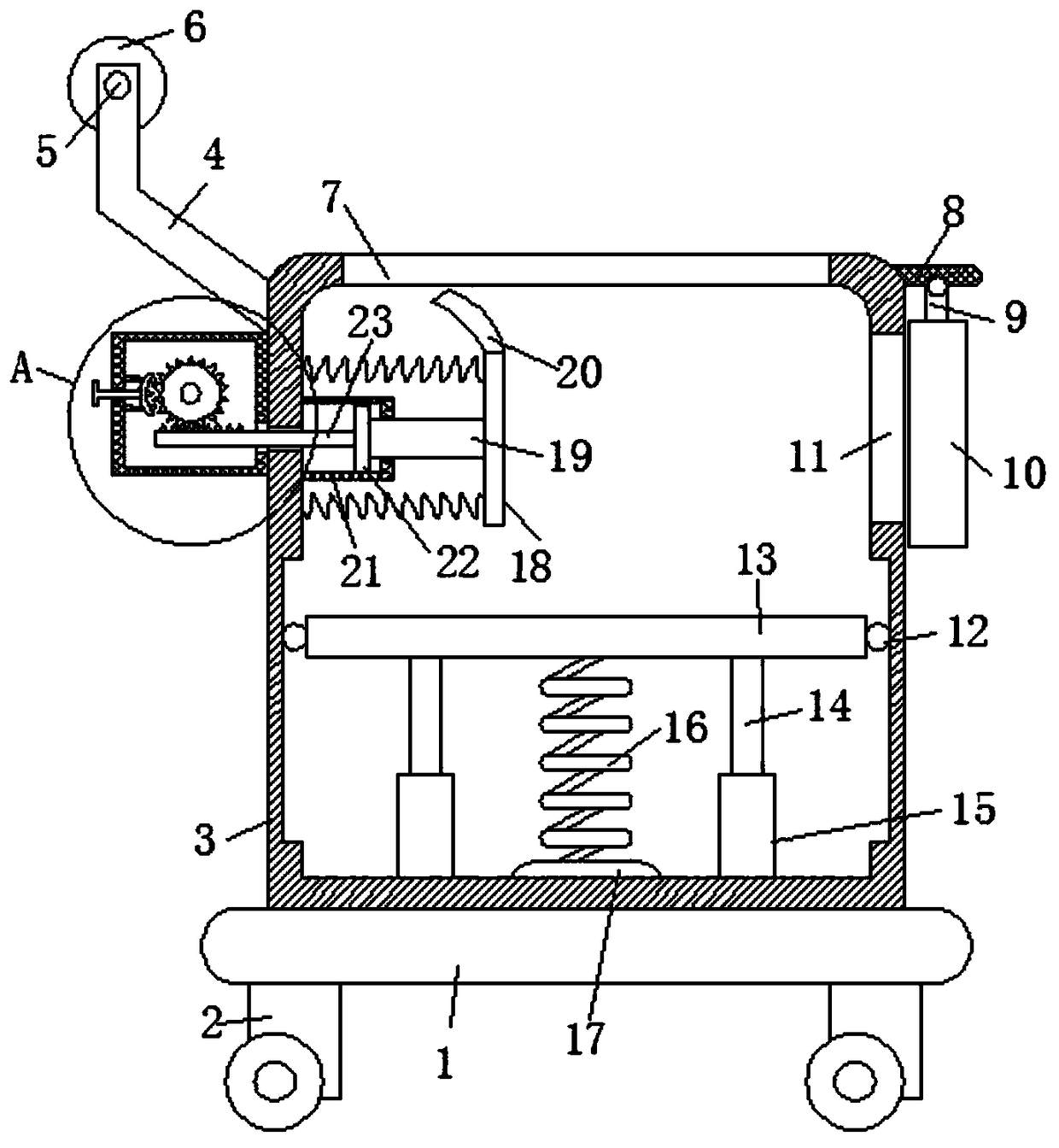 Conveying device provided with clamping fixing function and used for light building material