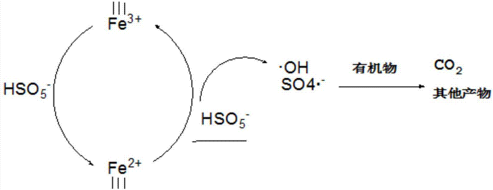 Method for generating free radicals through activated peroxymonosulfate to treat landfill leachate