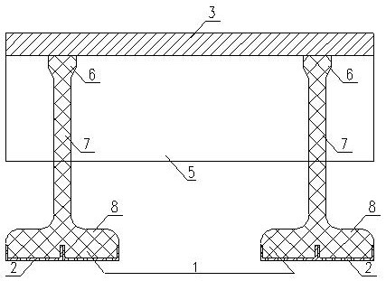 Prefabricated ultra-high performance concrete-ordinary concrete composite beam bridge structure and construction method